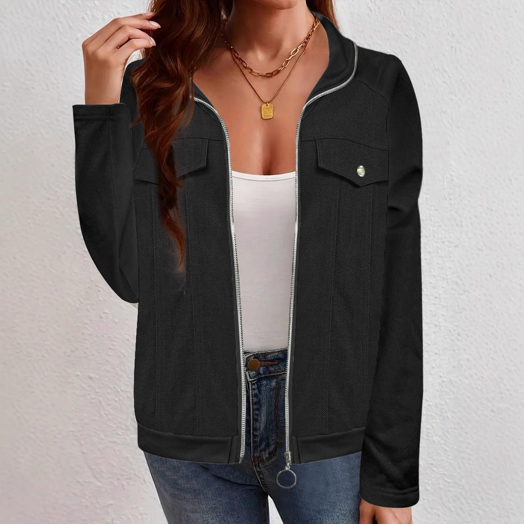 Women's Cool Sweatshirt with Side Pockets and Fashionable Appliqués NOVAE