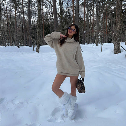 Women's Oversized Knit Sweater with High Neck NOVAE