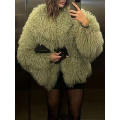 Women's Cozy Teddy Jacket in an Oversized Cut with Voluminous Sleeves NOVAE