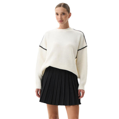 Women's elegant knit sweater with unique ribbed textures and fashionable accents NOVAE