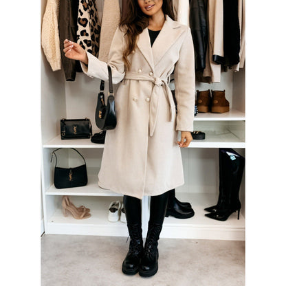 Women's Elegant Trench Coat with Asymmetrical Cut and Belt NOVAE