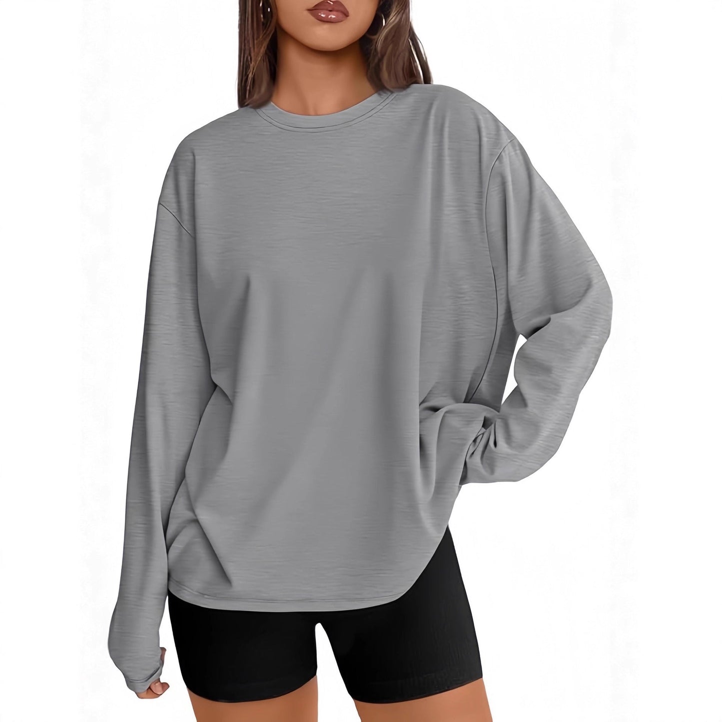 Women's Casual Sweatshirt with Oversized Sleeves and Round Neck NOVAE