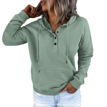 Women's sporty hoodie with button placket and casual cut NOVAE