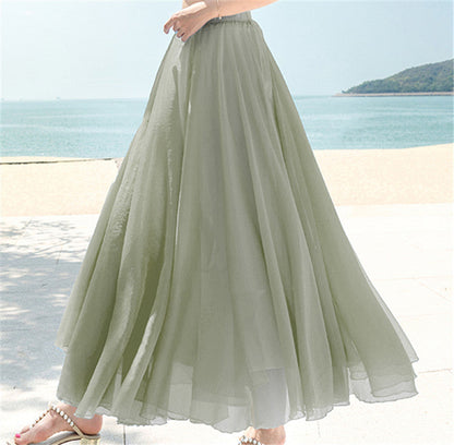 Women's Long, Flowing Chiffon Skirt with Elastic Waistband NOVAE