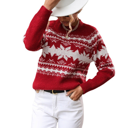 Women's knitted sweater with chic Norwegian pattern NOVAE