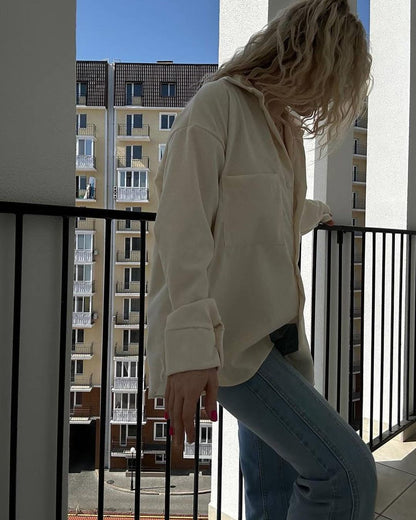 Women's casual shirt jacket made of soft textured material NOVAE