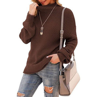 Women's chunky knit sweater with high collar and comfortable sleeves NOVAE