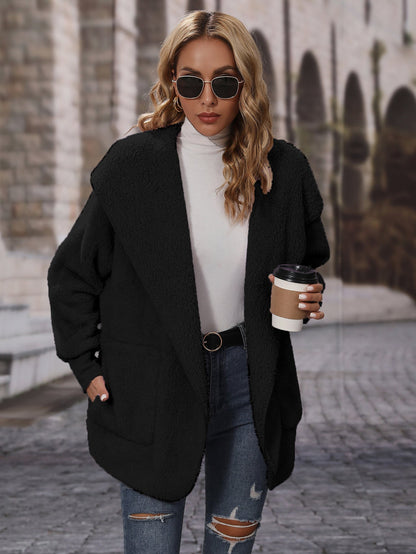 Women's Cozy Plush Jacket with Open Collar NOVAE