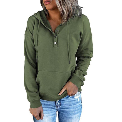 Women's hoodie with button details and practical pockets NOVAE