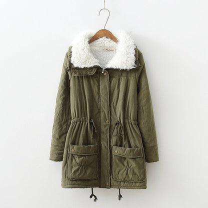 Women's transitional jacket with detachable faux fur collar and practical pockets NOVAE