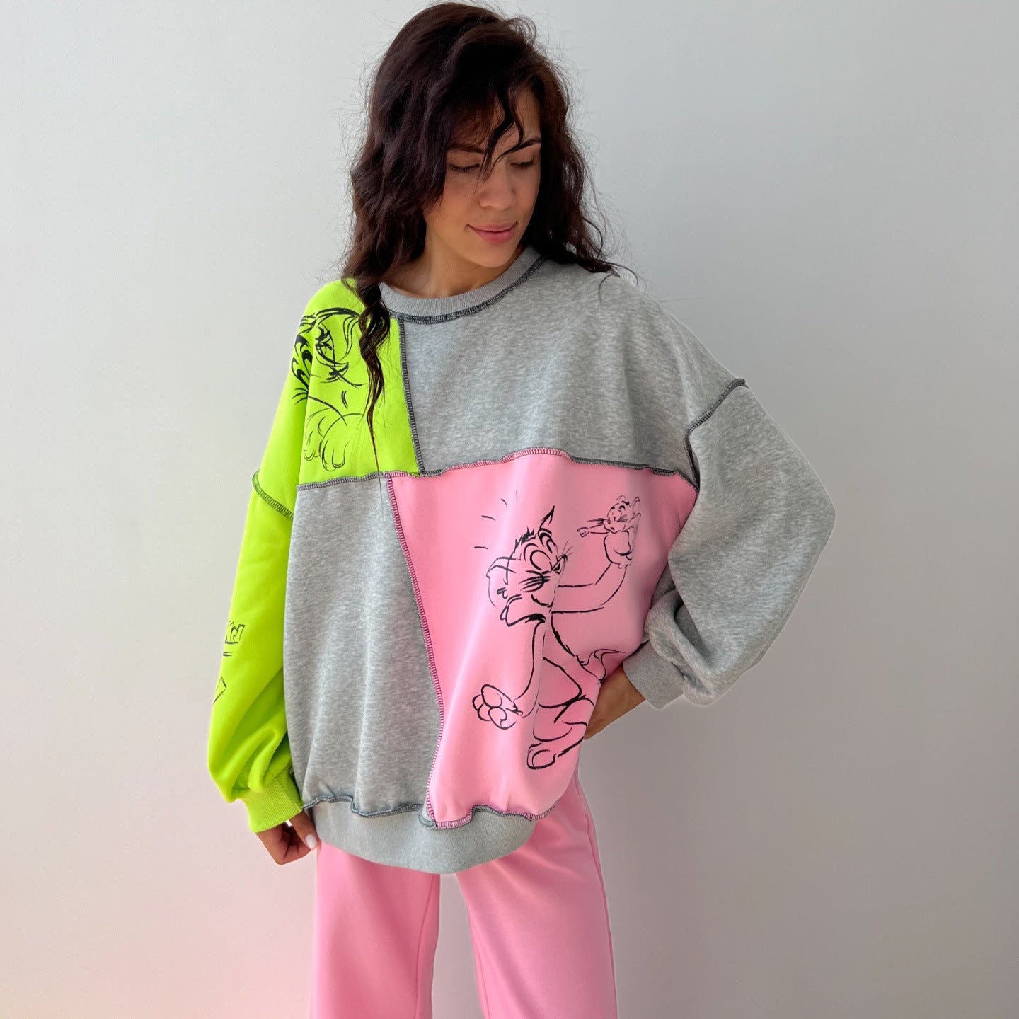 Women's casual sweatshirt with creative color block designs NOVAE
