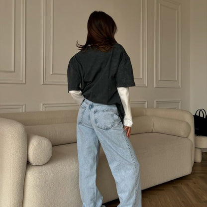 Women's comfortable oversized T-shirt with a casual cut and unique finish NOVAE