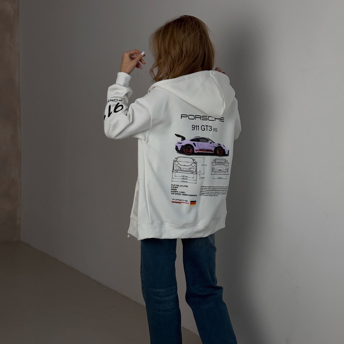 Women's hoodie with creative Porsche design NOVAE