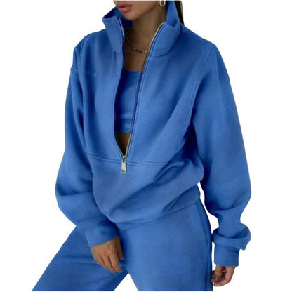 Women's sweatshirt with high collar and zipper NOVAE