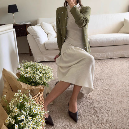 Women's comfortable knit sweater with decorative polka dots NOVAE