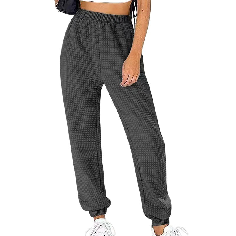Women's waffle pique jogging pants with elastic waistband NOVAE