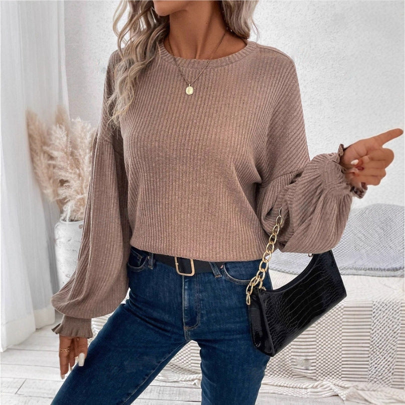 Women's casual sweater with elegant balloon sleeves NOVAE