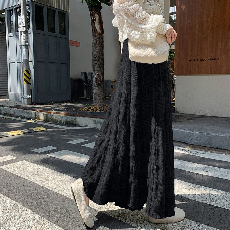 Women's maxi skirt with sophisticated ribbed design and elasticated waistband NOVAE