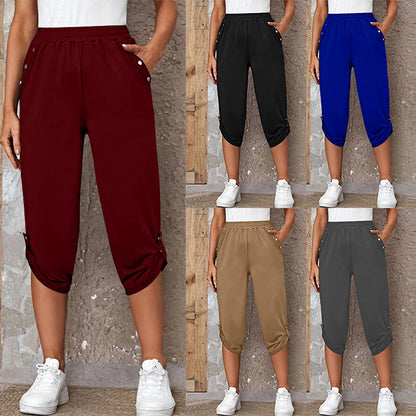 Women's sporty leisure trousers with elasticated waistband and practical side pockets NOVAE