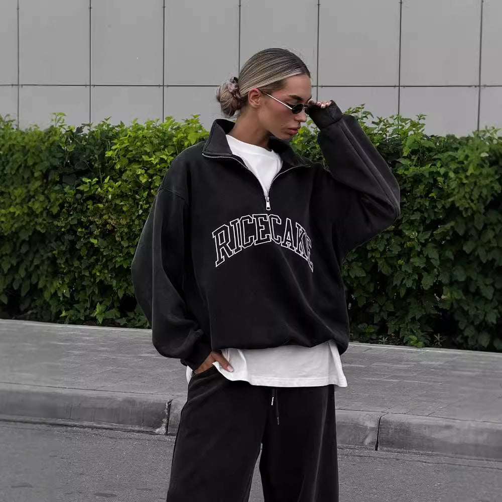 Women's comfortable oversized sweatshirt with high-quality zipper and casual cut NOVAE