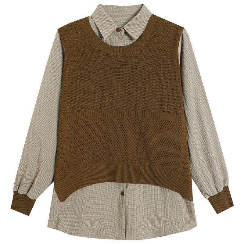 Women's knit sweater with a unique layered look and fine texture NOVAE