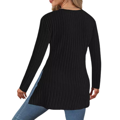 Women's Long-Sleeved Wrap Top with Textured Design NOVAE