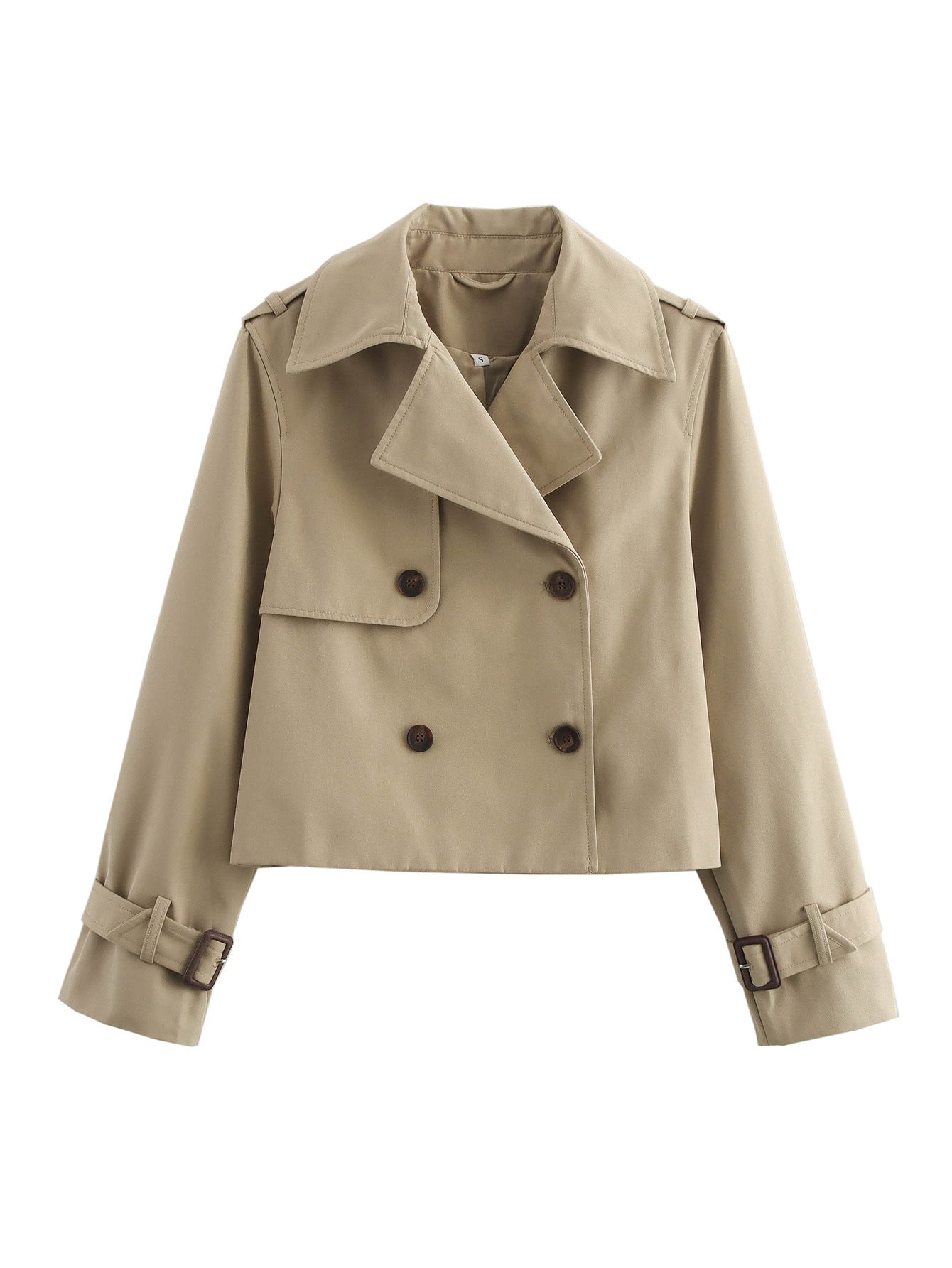Women's cropped trench jacket with double button placket and adjustable sleeves NOVAE