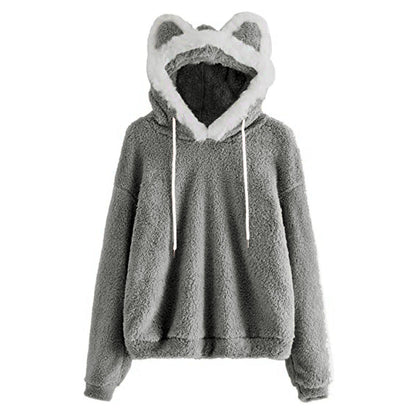 Women's Cozy Hoodie with Cat Face NOVAE