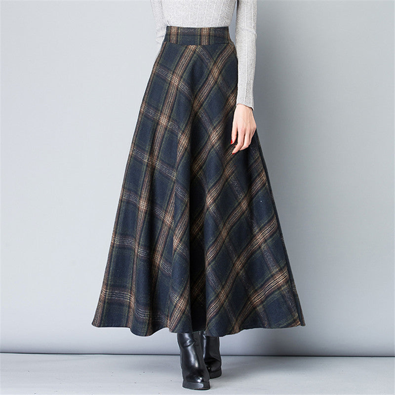Women's floor-length plaid skirt made of high-quality wool blend NOVAE
