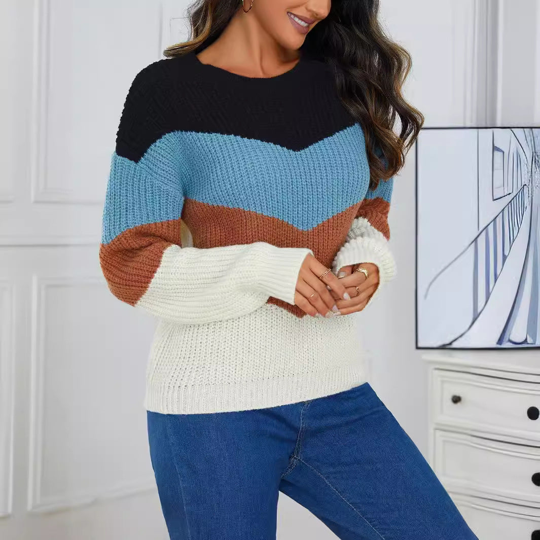 Women's knitted sweater with chevron pattern and comfort cuffs NOVAE