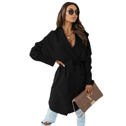 Women's casual oversized coat with wrap belt NOVAE