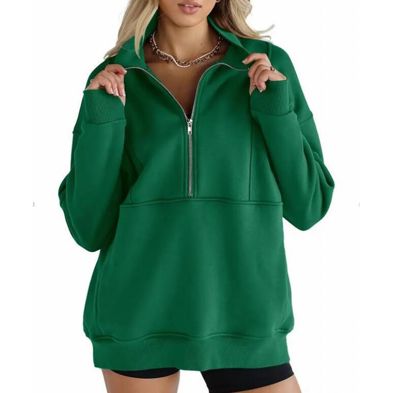 Women's sweatshirt with half zipper and oversized cut NOVAE