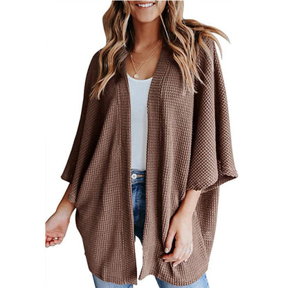 Women's casual waffle-knit cardigan NOVAE