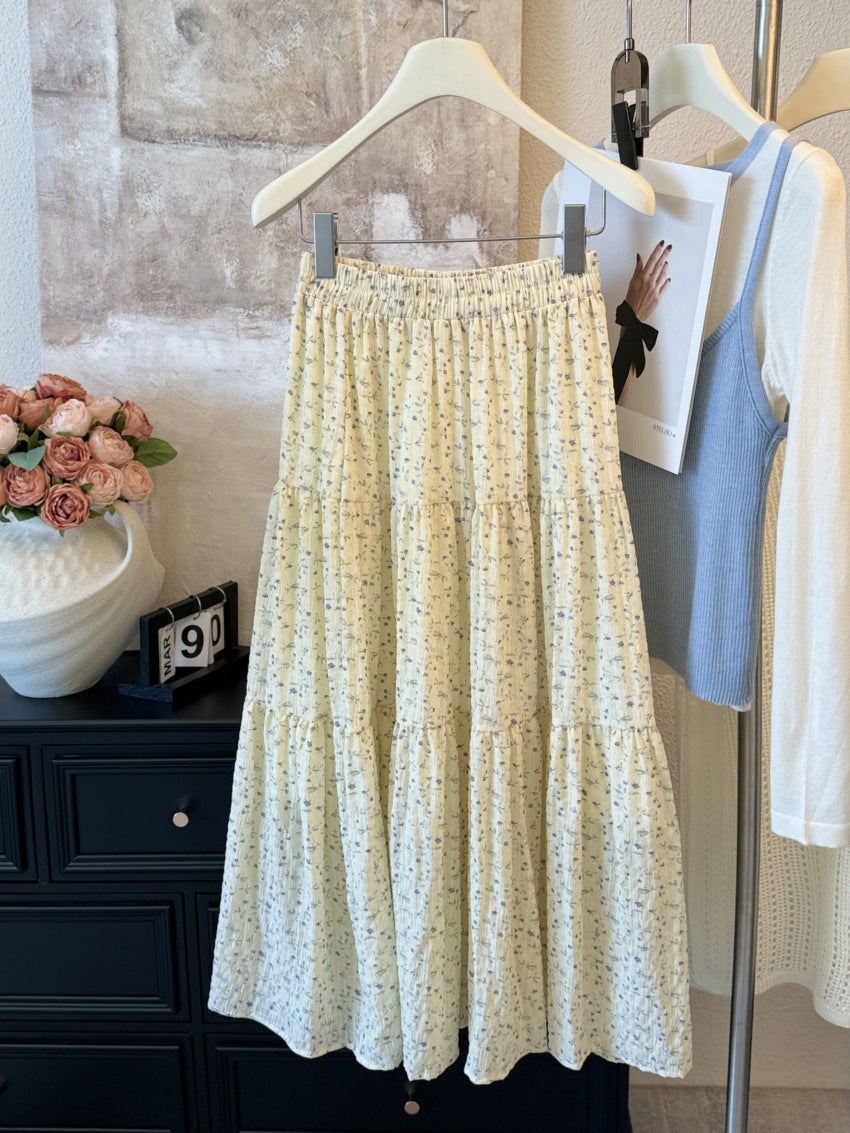 Women's maxi skirt with romantic floral pattern and casual design NOVAE