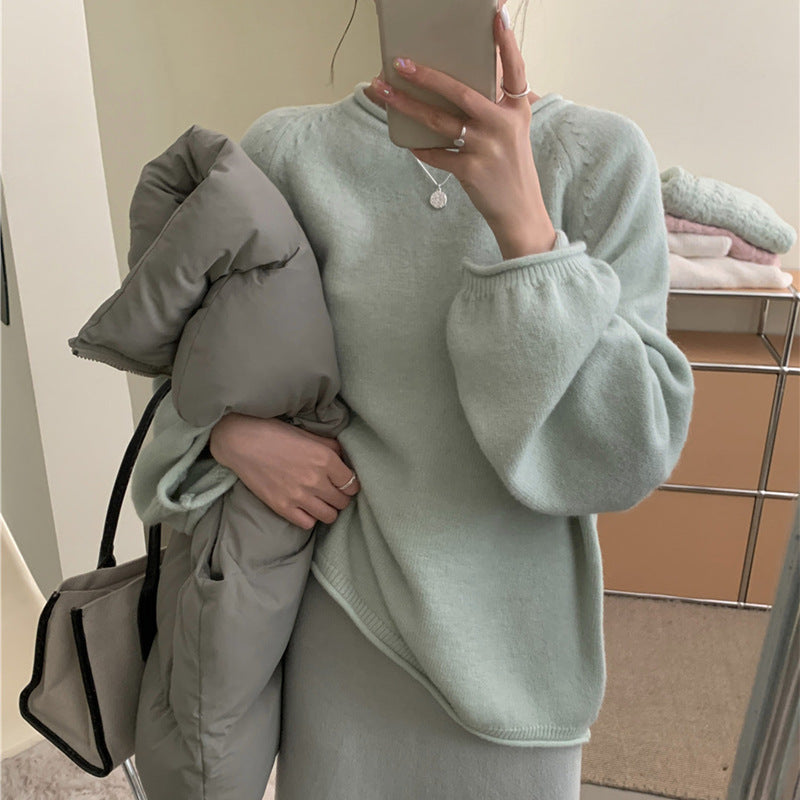 Women's casual sweater with voluminous sleeves and soft material NOVAE