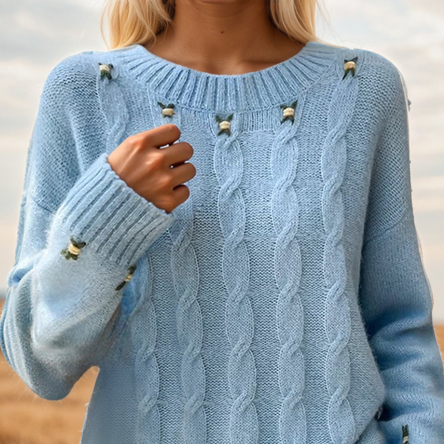 Women's knit sweater with a relaxed fit and exquisite details NOVAE