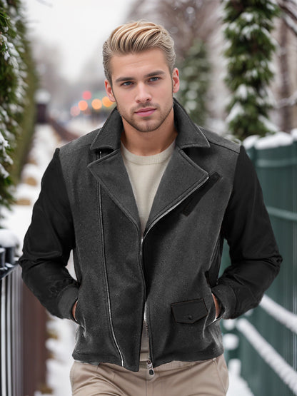 Men's fashionable transitional jacket with contrasting sleeves and practical pockets NOVAE