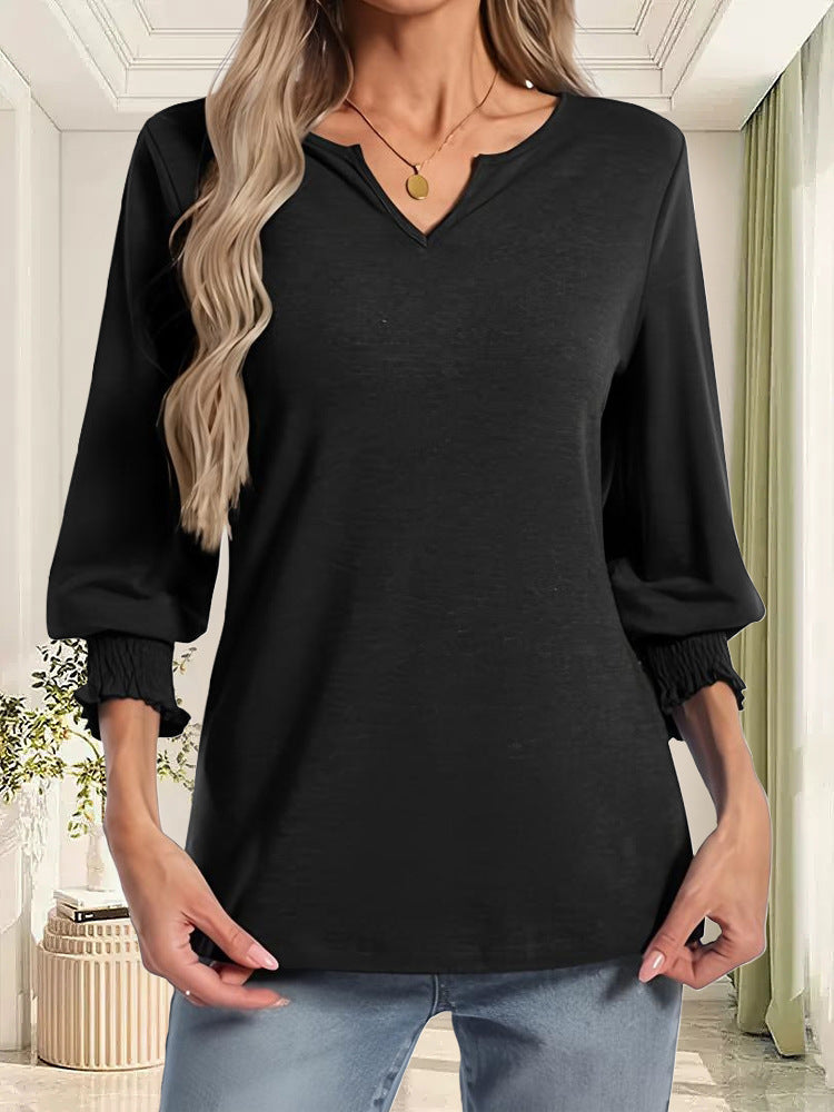 Women's casual blouse shirt with elasticated cuffs NOVAE