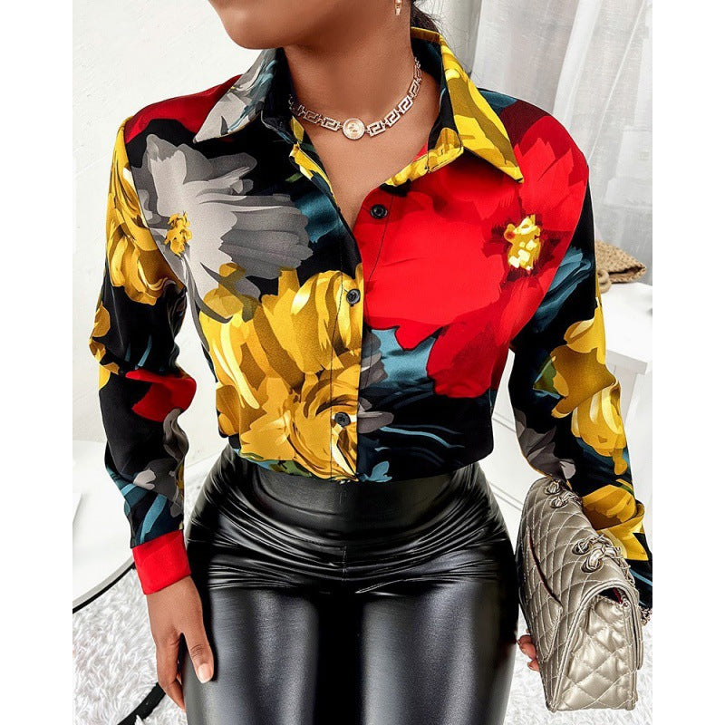 Women's blouse in an elegant animal print with contrasting patterns NOVAE