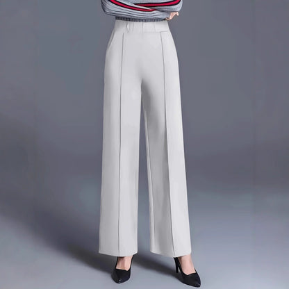 Women's elegant high-waisted trousers with pleats and elasticated waistband NOVAE