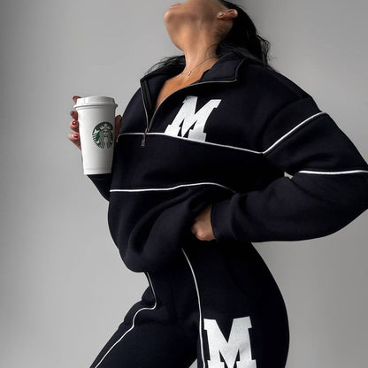 Women's casual tracksuit with modern vertical stripes NOVAE