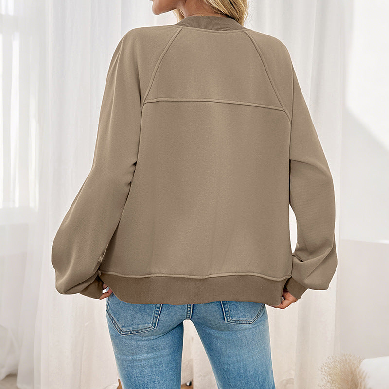 Women's sweatshirt jacket with a relaxed fit and practical pockets NOVAE
