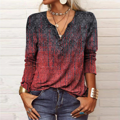 Women's long-sleeved casual shirt with playful pattern NOVAE