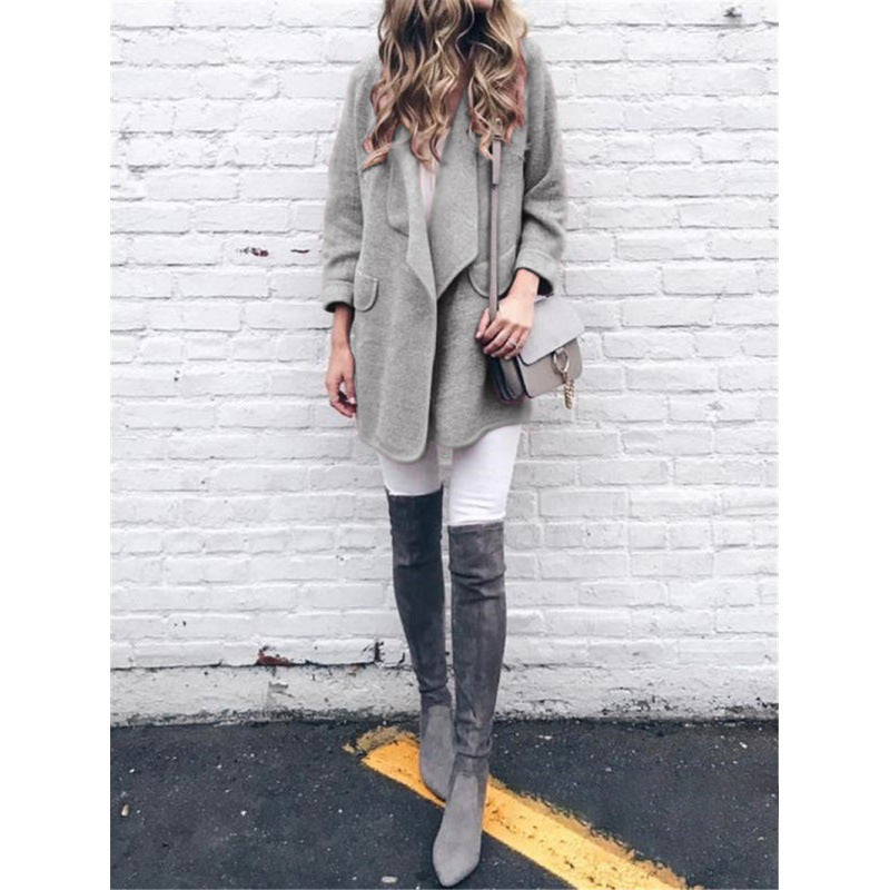 Women's wrap jacket with a fashionable cut and cuddly material NOVAE