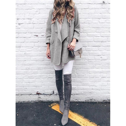 Women's wrap jacket with a fashionable cut and cuddly material NOVAE