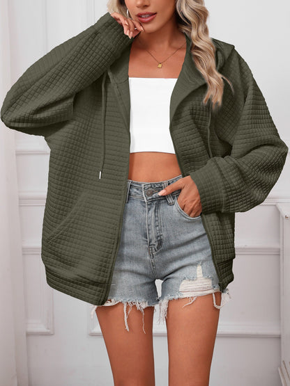 Women's Oversized Hooded Jacket in Textured Material NOVAE