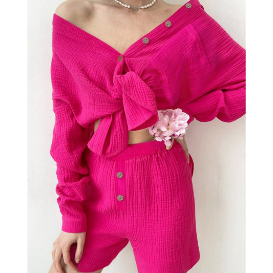 Women's Casual Leisure Suit with Button Details and Convenient Pockets NOVAE