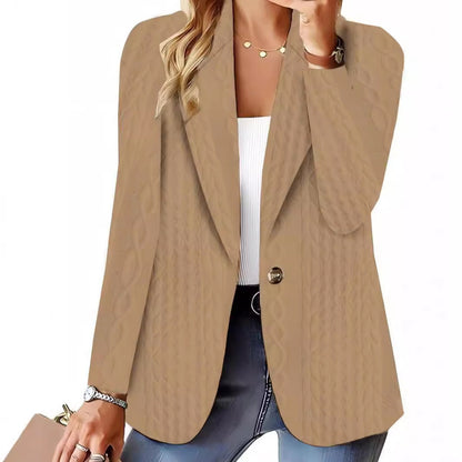 Women's elegant knitted blazer jacket with cable pattern NOVAE