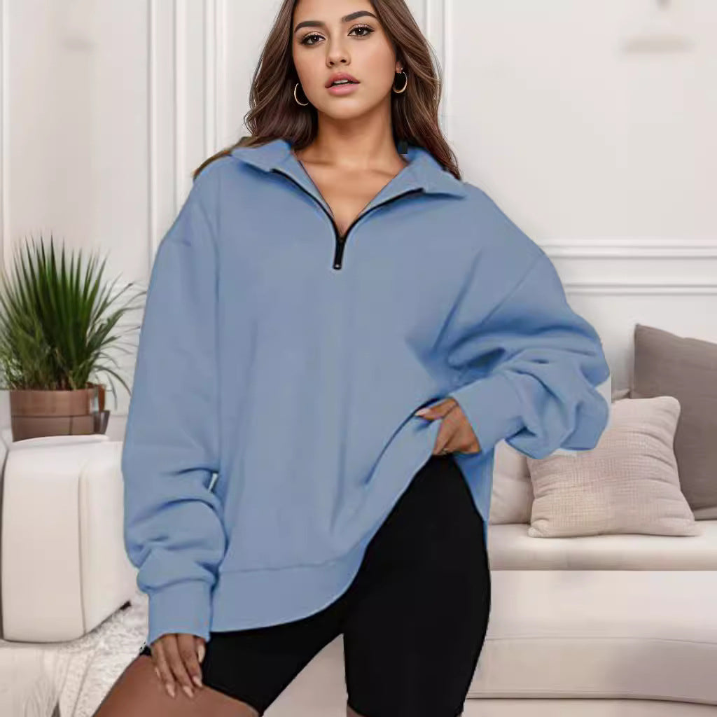 Women's Oversized Sweatshirt with Stand-Up Collar NOVAE