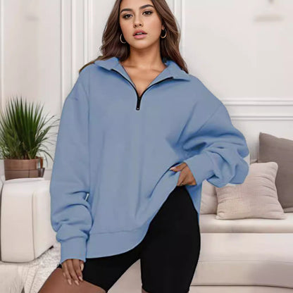 Women's Oversized Sweatshirt with Stand-Up Collar NOVAE